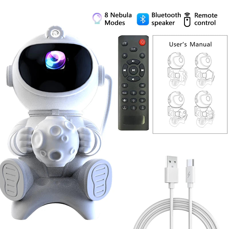 Astronaut Galaxy Projector Star and Moon Night Light Projector Bluetooth Remote Timer 360°Adjustable Angle for Bedroom Kids Gift