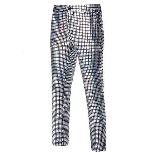 2026 New Men's Bright Green Plaid Suit Pants 2025 Spring Fashion Trousers Black Blue Silver Pantalones Hombre