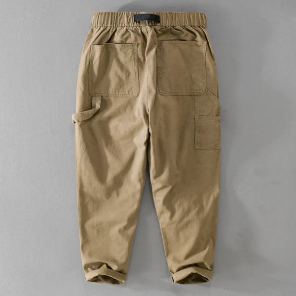 Autumn New 100% Cotton Cargo Straight Pants Men with Belt Casual Streetwear Jogger Trousers FY7617
