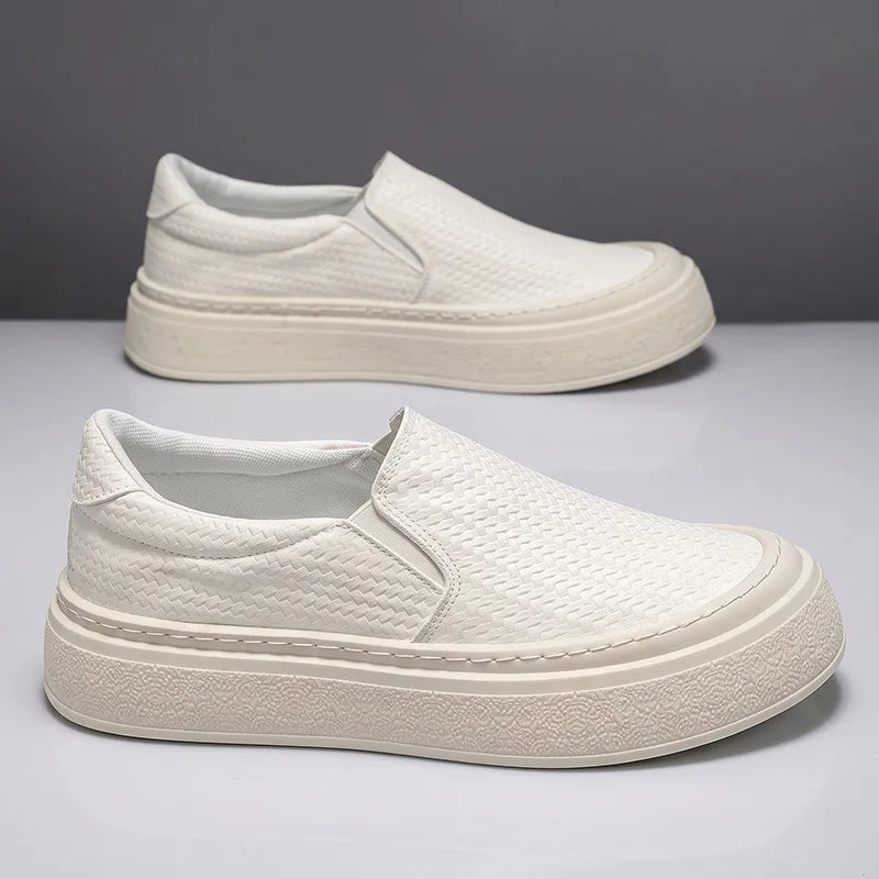 Men's thick-sole slip on casual shoes four seasons breathable light soft-sole anti-slip outdoor versatile walking board shoes