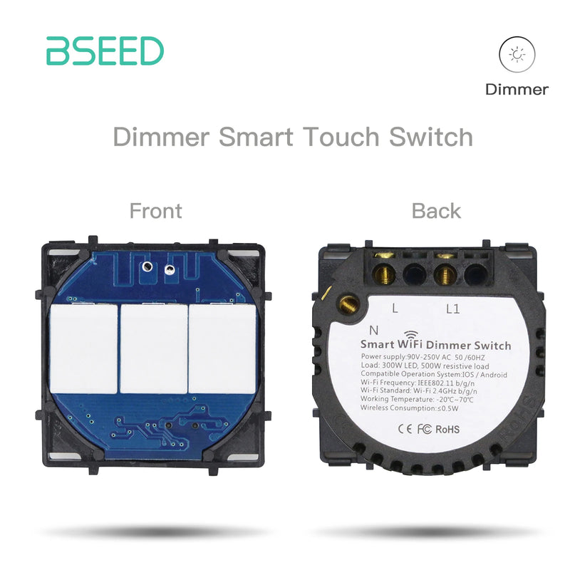 BSEED WIFI Touch Light Switch Part Glass Panel Only Smart Wifi Switch Function DIY Part EU Wifi Socket Outlets Parts