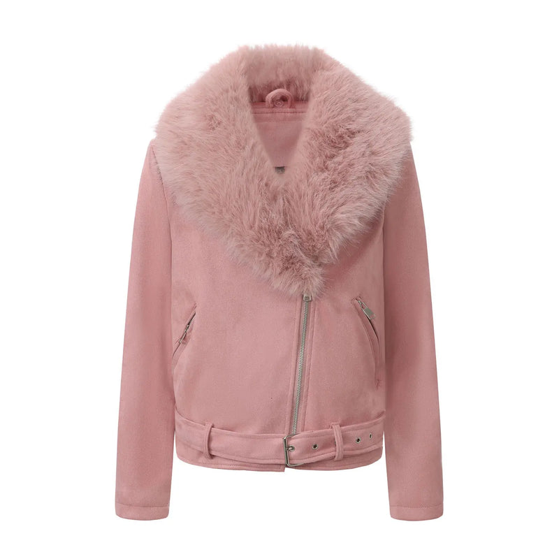 New Fall/winter Women's Loose-fitting, Warm Jackets; Short Coats with Detachable Fur Collars;Available in Black,Gray,Brown,Pink.