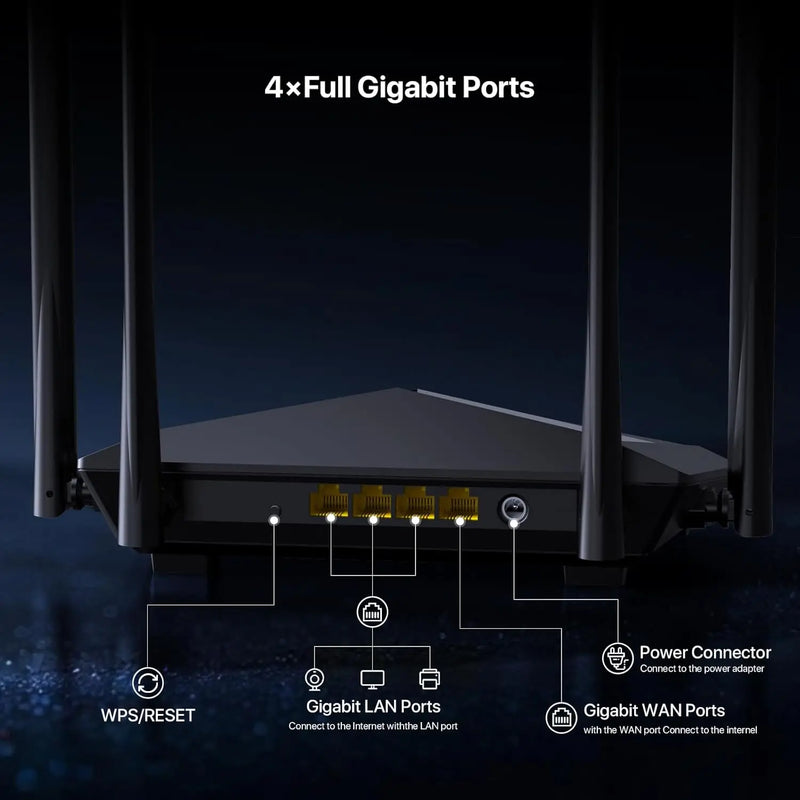 រ៉ោតទ័រផ្លូវការ Tenda AC10 ជំនាន់ Gigabit 2.4/5GHz WiFi 1167Mbps WiFi Repeater 128MB DDR3 High Gain 4 Antennas Network Extender