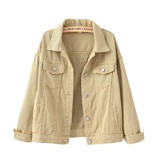 2026 New Women's Blue Denim Jacket Single-breasted Lapel Coat Fashion Casual Tops Green Black Red Outerwear Female Overcoat