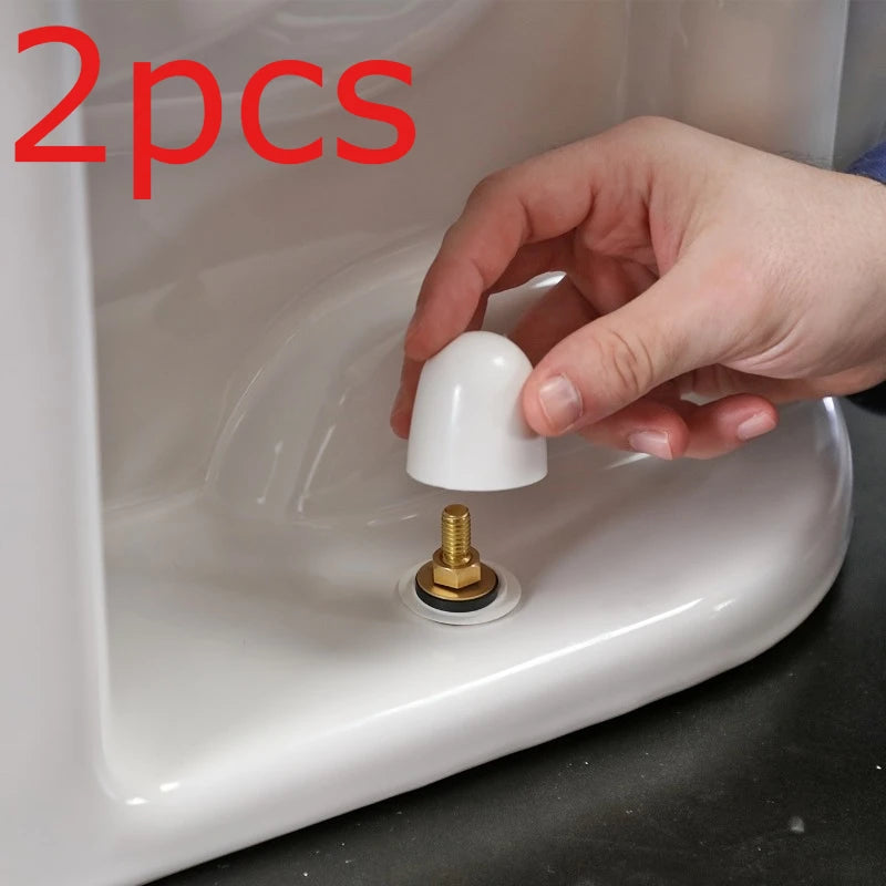 2pcs Premium Round Universal Toilet Bolt Caps - Easy Push-On Installation with Extra Washers, 1.44 Inch Height, Durable Plastic