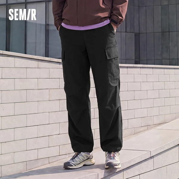ខោបុរស Semir រលុងត្រង់សម្រាប់ក្រៅផ្ទះ ទំនិញ ផ្នត់ជង្គង់ ខ្សែចងចង្កេះ ខោរដូវស្លឹកឈើជ្រុះធម្មតា ស្លៀកប្រចាំថ្ងៃ 2026
