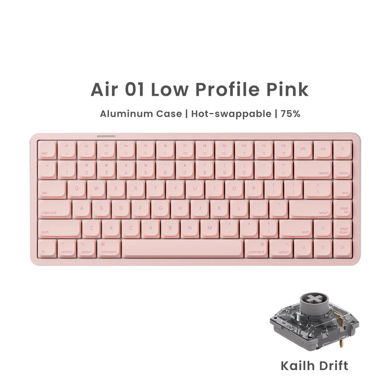 Akko Air 01 Mechanical Keyboard 75% 84-Key Mac Layout Custom Low Profile Hot-swappable RGB Tri-mode Keyboard Gasket Aluminum