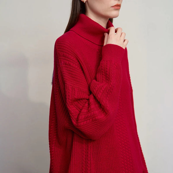 AMII Women's Sweater 2026 Winter New Warm Commuter Versatile Turtleneck Sweaters For Women Retro Long Sleeve Knitwear 12544112