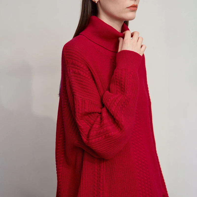 AMII Women's Sweater 2026 Winter New Warm Commuter Versatile Turtleneck Sweaters For Women Retro Long Sleeve Knitwear 12544112