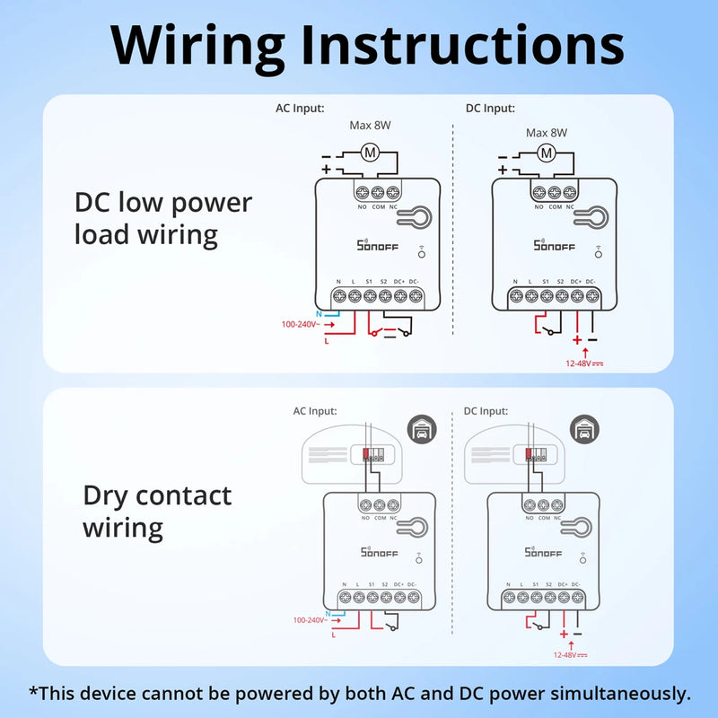 SONOFF MINI-D Dry Contact WiFi Smart Switch ESP32 Chip Matter Compatible AC/DC Input 1-10PCS Set Smart Scene via eWeLink Alexa