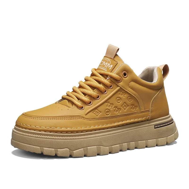 Men's thick-sole higt top casual boots Four seasons light non-slip comfort outdoor boots Fashion youth walking sports work boots