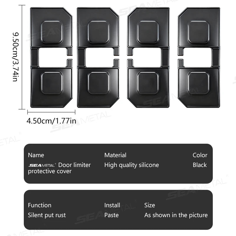 SEAMETAL 4pcs Universal Car Door Limiter Rainproof Anti-rust Silicone Auto Door Lock Buckle Protective Cover for Car Accessories