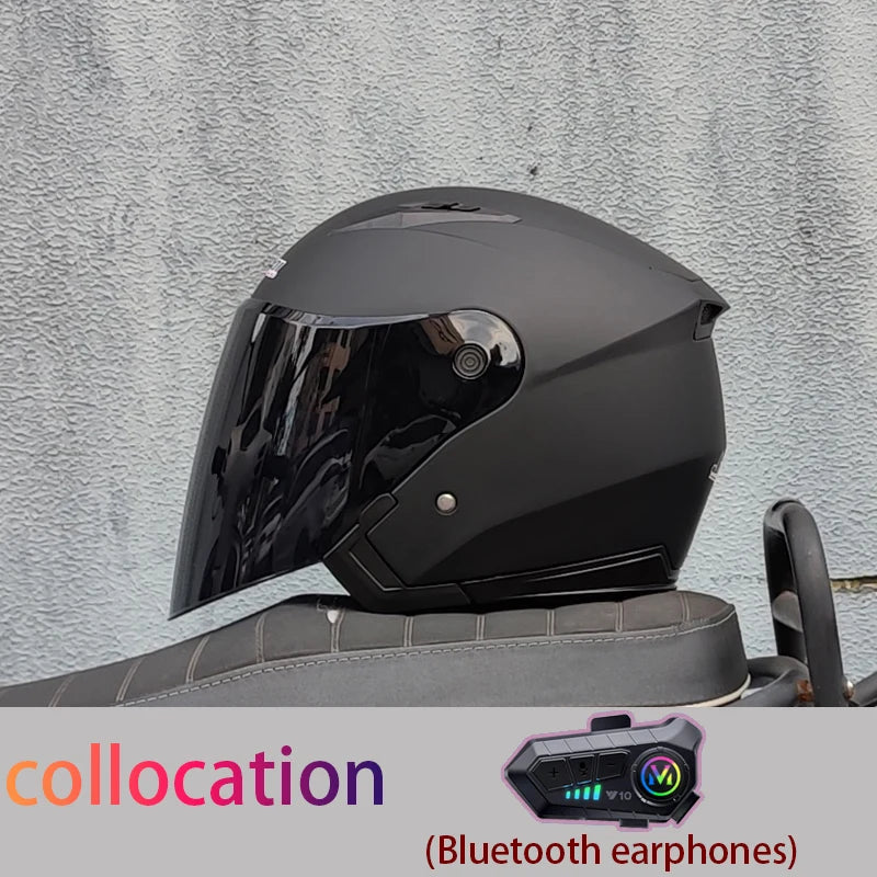 Motorcycle semi covered helmet cascos para motos with built-in sun visor Bluetooth helmet motorcycle helmet