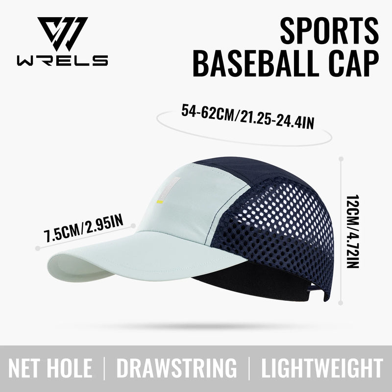 WRELS Mesh Baseball Cap Sunshade Sport Hat Ultralight Trucker Hat Breathable Quick Dry Foldable Golf Hiking Beach Running Cap