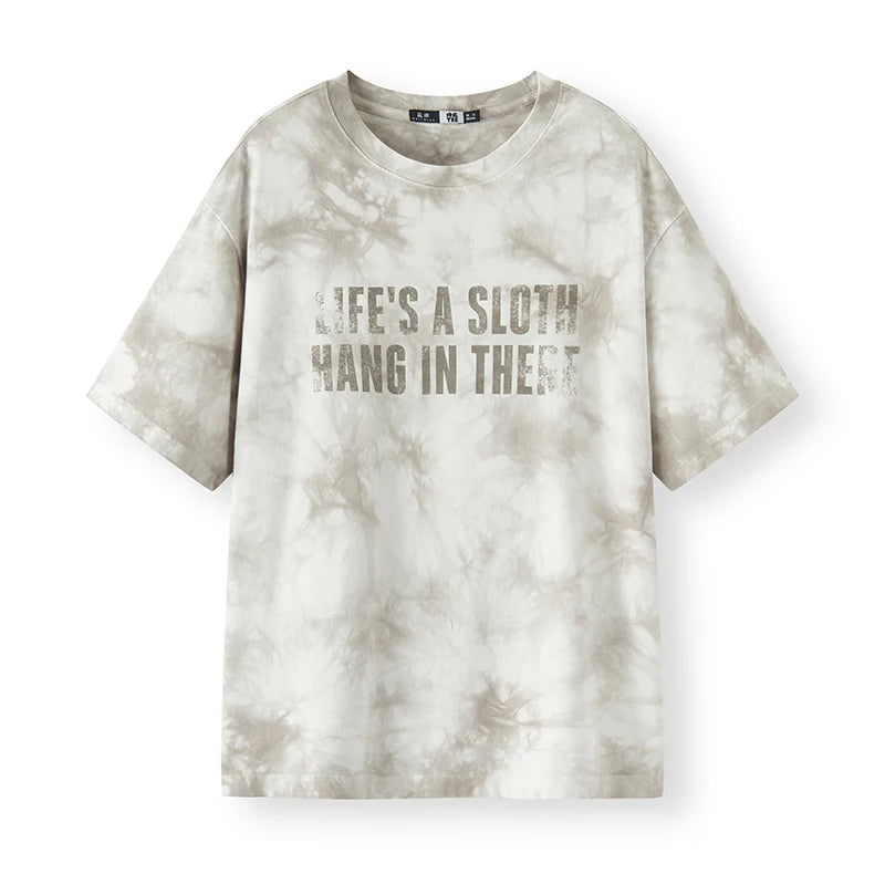Semir Mens Tshirt 2026 Tie Dye Knitted Pure Cotton Letter Printed Casual Fashion Soft Daily Wear