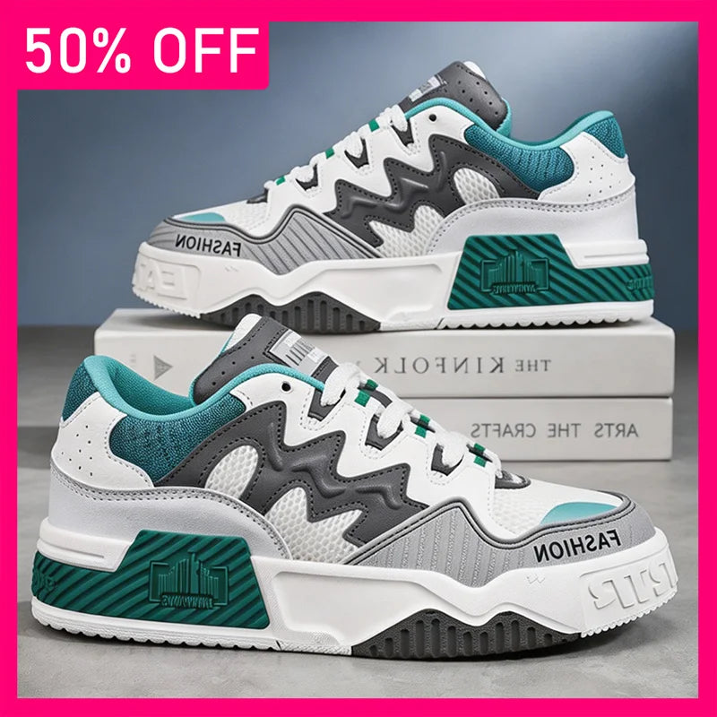Unisex Sports Shoes Breathable Mesh Lightweight Flat Board Shoes Trendy Versatile Streets Walking Comfortable Commuting Shoes