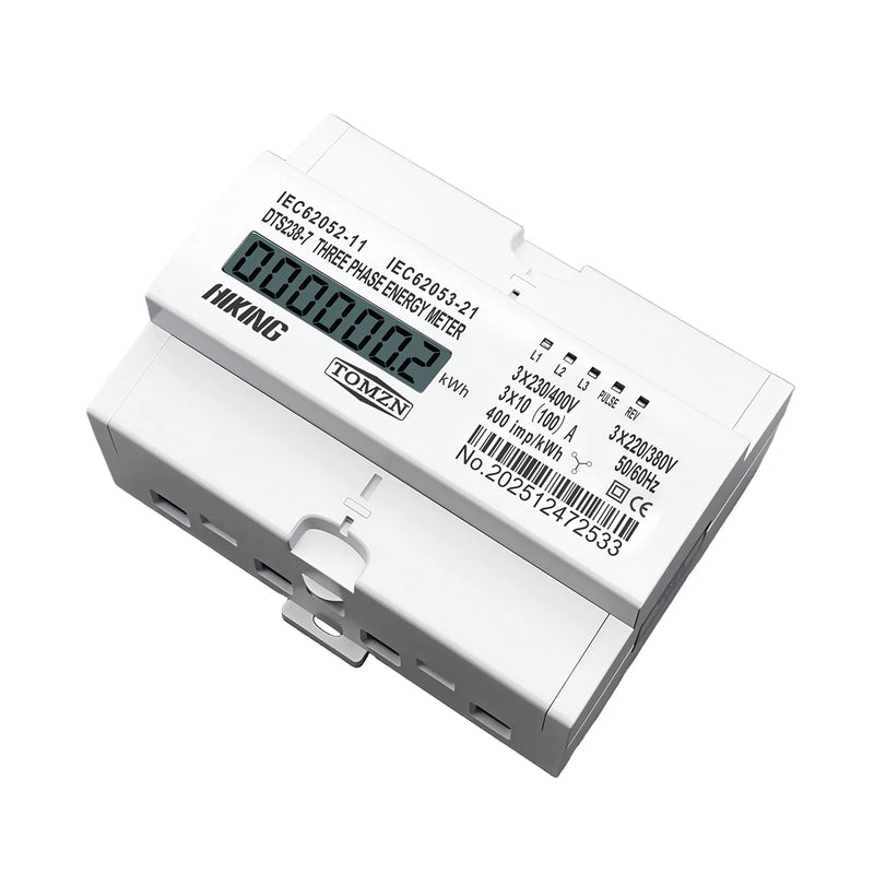 TOMZN DTS238-7 3 Phase Energy meter 3*230V 400V 10-100A 50Hz 60Hz 35mm DIN Rail kWh Measurement High-current 6+1