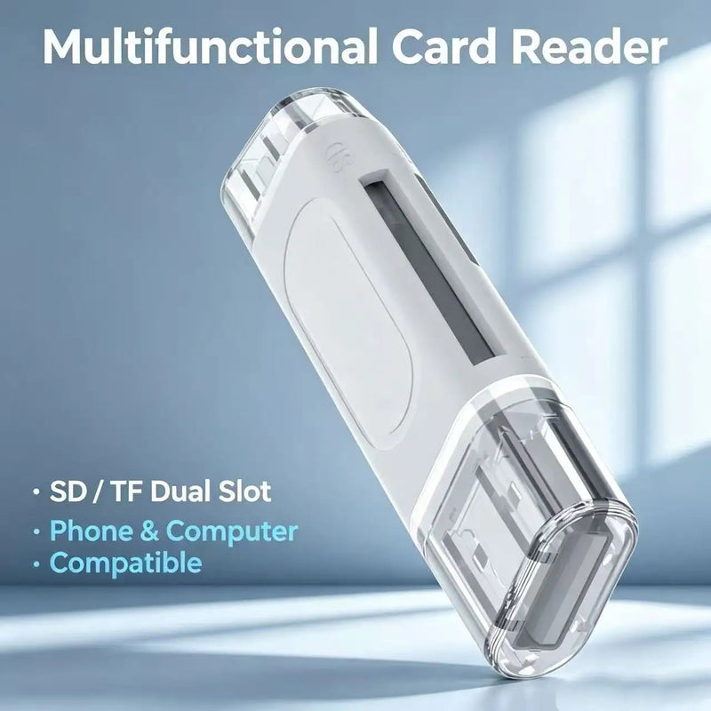 4-in-1 Multi-function Card Reader USB 2.0 OTG Adapter High-Speed TF/SD Memory Card Reader for Type-C USB Phone Laptop Computer