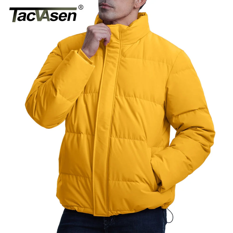 TACVASEN Winter Duck Down Jackets Mens Stand Collar Quilted Jackets Water Resistant Lightweight Puffer Jacket Windbreaker Coats