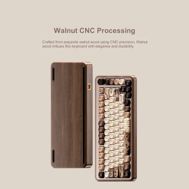 Akko MU02 75% Mountain Seclusion Wooden Mechanical Keyboard RGB Hot-swappable BT5.0/2.4G Wireless & Type-C Wired Gaming Keyboard