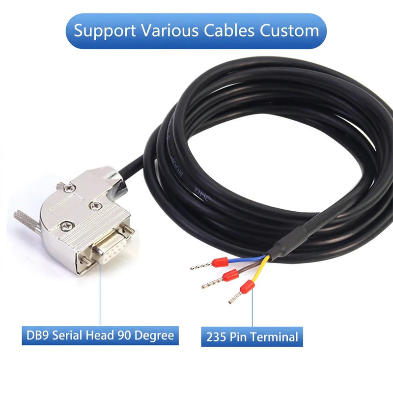 DIVEDEER DB9 Serial Cable RS232 RS485 Adapter Cord 3-Core 235 Terminal Wire 9-Pin COM Port Connector Single-End Male & Female