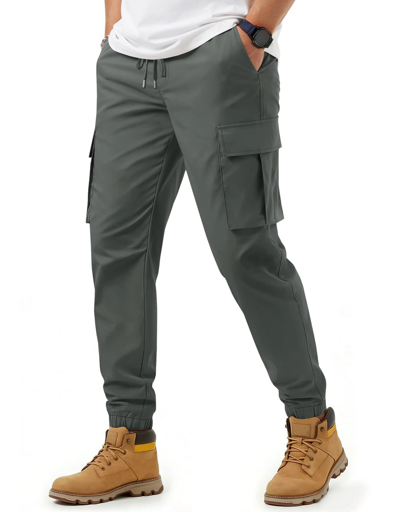TACVASEN Men's Casual Cargo Pants Joggers With 5 Pockets Elastic Waist Drawstring Tapered Work Pant with Pockets Sweatpants