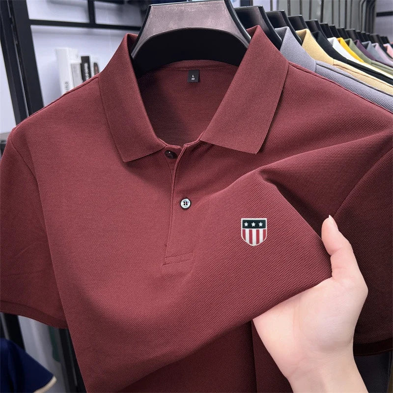 High-End Luxury Man T-Shirt Polo Shirt Lapel Button Pattern Printing Various Colors British Style Summer Leisure Golf Men's Wear