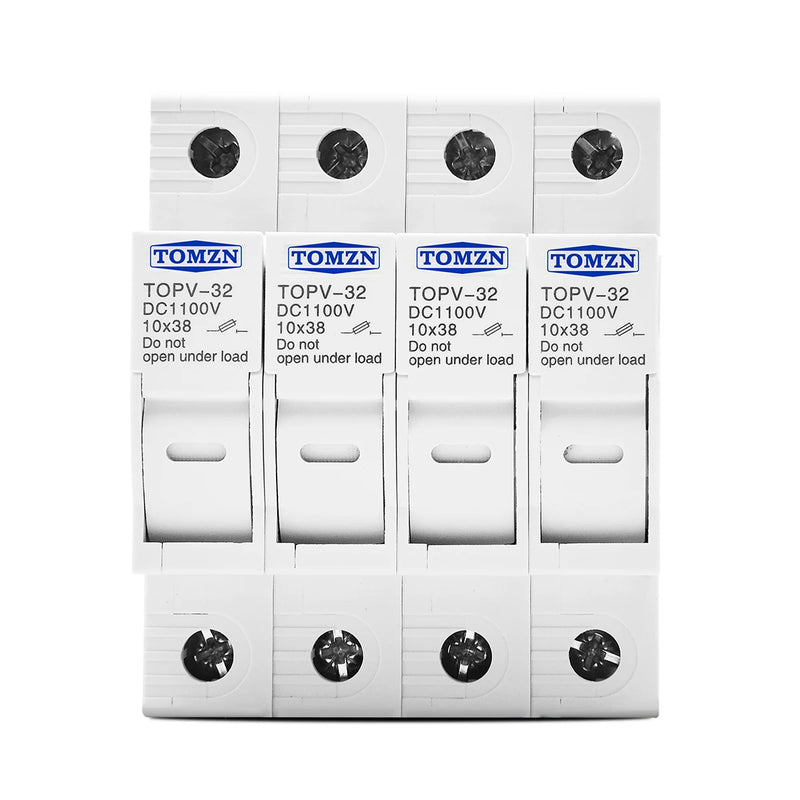 TOMZN 1P 2P 3P 4P 1100V DC Fuse Holder 10*38mm High Voltage PV TOPV-32X Base Photovoltaic System Protection Protector GPV NEW