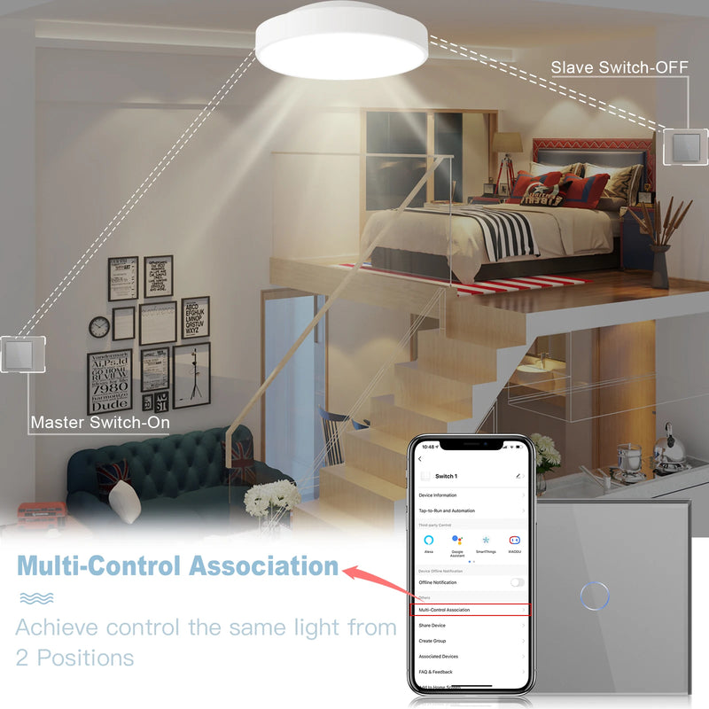 BSEED Wifi Light Switches Smart Wall Switch 1/2/3Gang 1/2/3/4Way Touch Sensor Switch With Normal Socket Support Tuya Smart Life