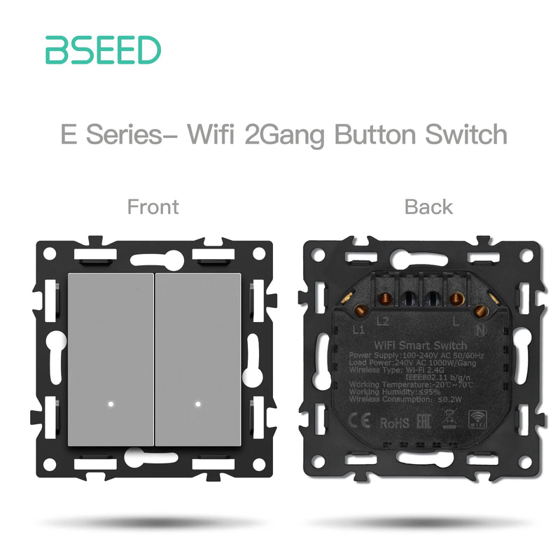 BSEED 1/2/3/4Gang WIFI Click Switch Part Only Glass Frame Smart Dimmer Curtain Switch Function DIY Part EU Wifi Socket Parts