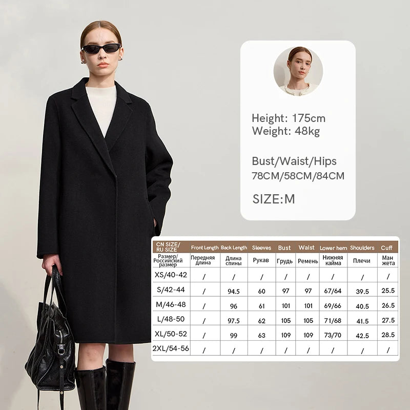 AMII Minimalist Woolen Coat 2026 Winter New Loose Solid Color Versatile Women's Clothing Wool Long Sleeves Coat Women 12524044