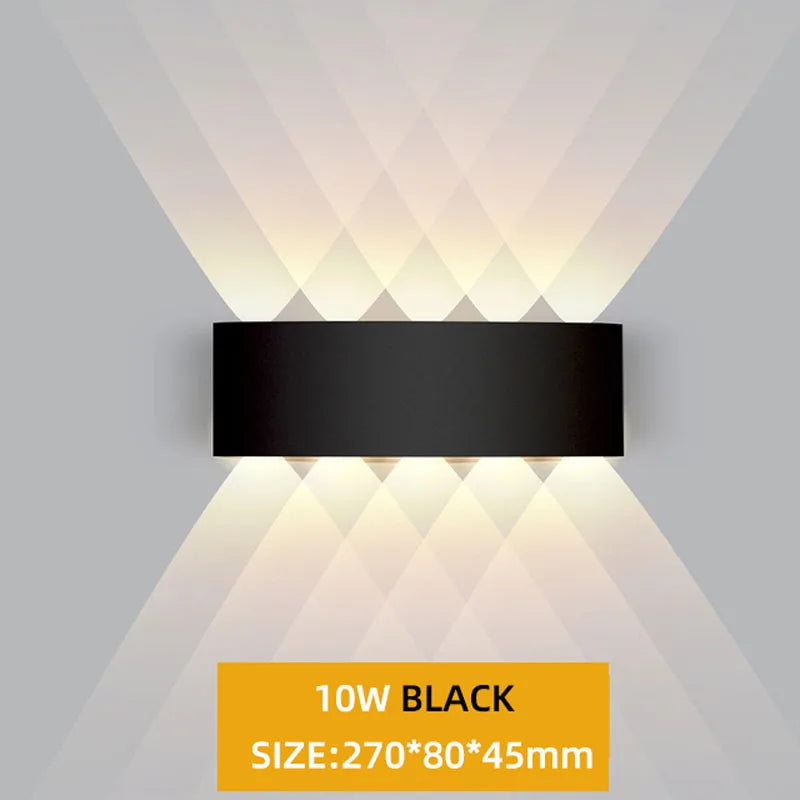 ចង្កៀងជញ្ជាំងខាងក្នុង LED 4W/6W/8W/10W/12W ការពារទឹកជ្រាប IP65 ចង្កៀងជញ្ជាំងអាលុយមីញ៉ូម ចង្កៀងសួនច្បារសម្រាប់បំភ្លឺបន្ទប់ទទួលភ្ញៀវ ជណ្តើរ