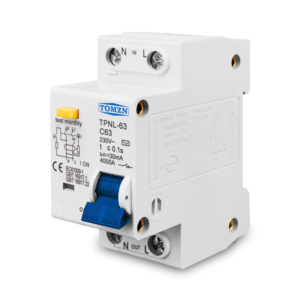TOMZN 1PCS TPNL DPNL 1P+N 32A 230V~ 50HZ/60HZ Residual Current Circuit Breaker with Over Current and Leakage Protection RCBO