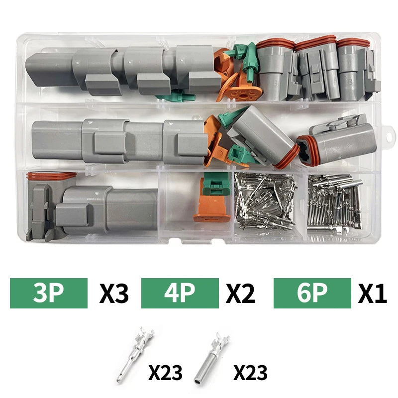 250pcs Deutsch DT series Waterproof Wire Connector Kit DT06-2/3/4/6S DT04-2/3/4/6P Automotive Sealed Plug with pins box