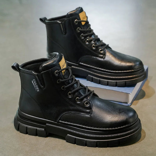 Men's Boots Four Seasons Retro British Tooling Shoes Soft Sole Anti-Slip High-Top Casual Boots Fashion Youth Joker Outdoor Boots