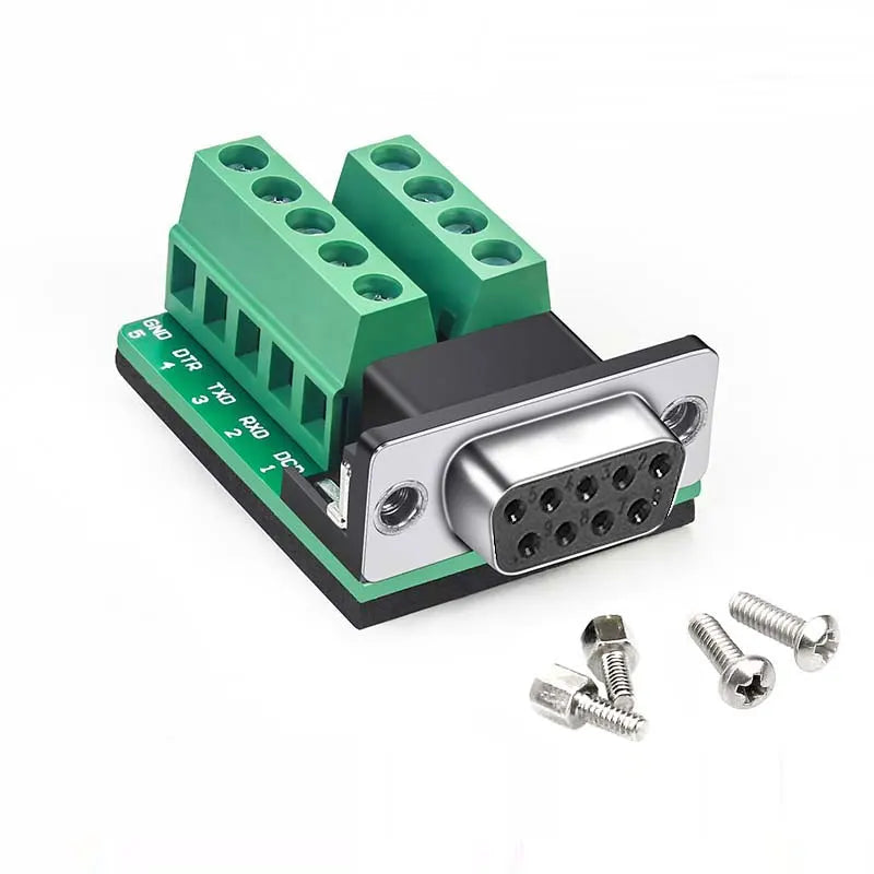 DB9 RS232 Connector D-SUB 9 Pin Male Female Plug RS485 Breakout Terminals 21-24 AWG Wire Solderless Connectors