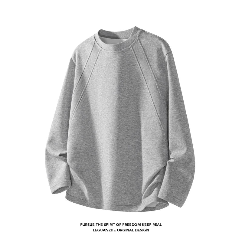 Male Basic Long Sleeve Crew Neck Tee Raglan Stitching Detail Soft Skin Friendly Material For Everyday Activities