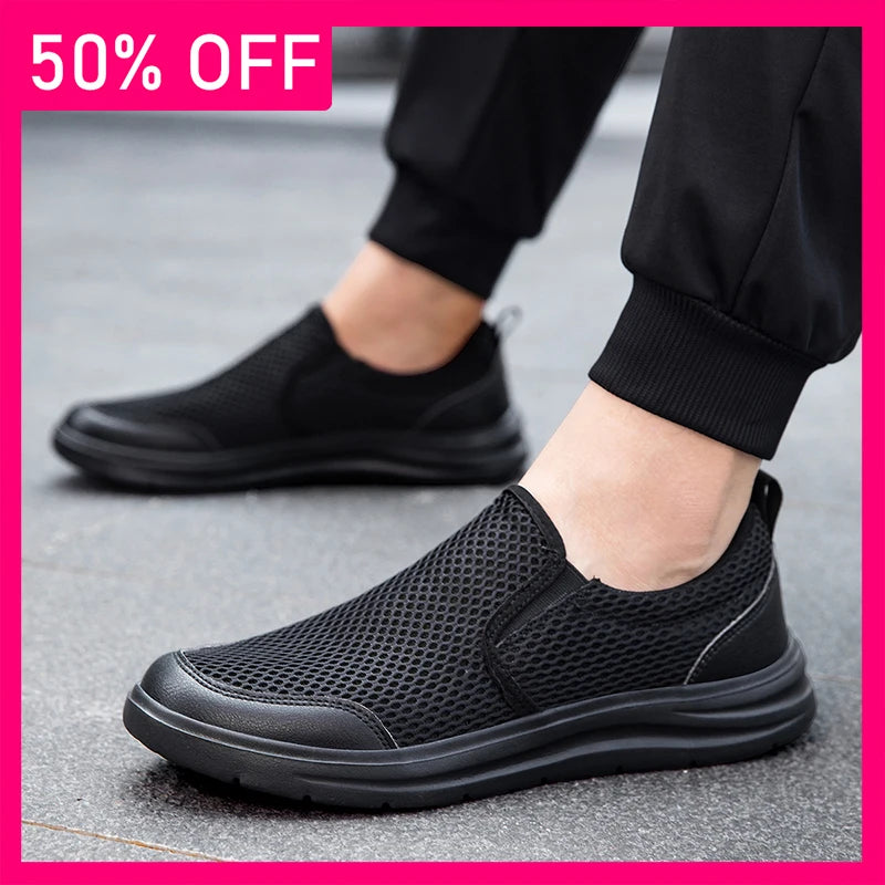 Men Casual Shoes Summer New Mesh Comfortable Breathable Outdoor Walking Jogging Shoes Teenagers Black Daily Wear Casual Shoes