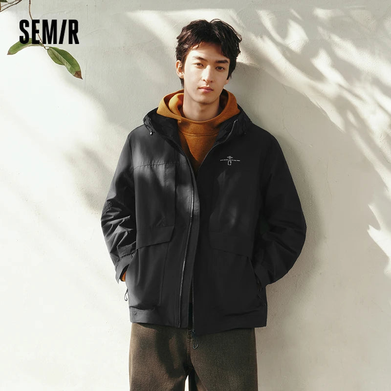 Semir Casual Functional Jacket Men 2026 Spring Waterproof Stain-Resistant Oilproof Couple Style Trendy Loose Outerwear