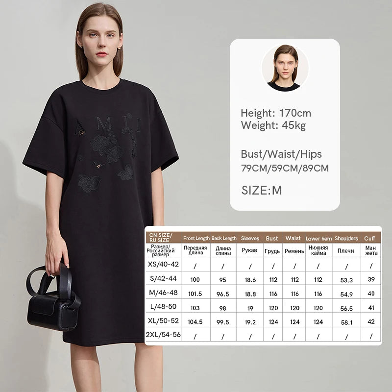 រ៉ូប Amii Minimalism រលុងរដូវក្តៅឆ្នាំ ២០២៥ សម្លៀកបំពាក់នារីថ្មីសម្រាប់ការិយាល័យ ស្បៃកប្បាស ប៉ាក់ ស្រួលពាក់ 12512001