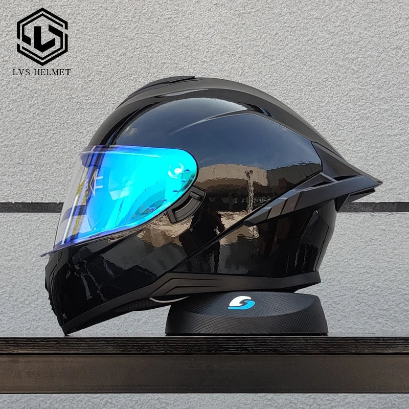 LVS high-quality adult motorcycle helmet with double lenses and full coverage track helmet, personalized large tail wing DOT