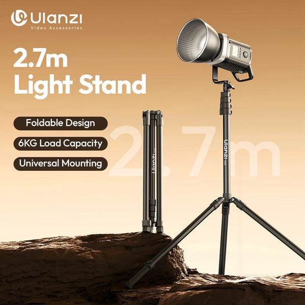 ជើងទ្រភ្លើងបត់បាន Ulanzi T270 2.7M សម្រាប់កាមេរ៉ា 40W Pro 120W 200W ភ្លើង Cob LED Softbox ជាមួយជើងទម្រសកល ផ្ទុកបានអតិបរមា 6kg