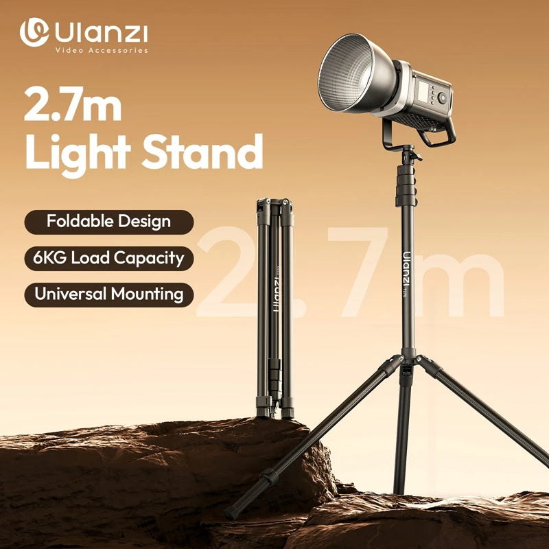ជើងទ្រភ្លើងបត់បាន Ulanzi T270 2.7M សម្រាប់កាមេរ៉ា 40W Pro 120W 200W ភ្លើង Cob LED Softbox ជាមួយជើងទម្រសកល ផ្ទុកបានអតិបរមា 6kg