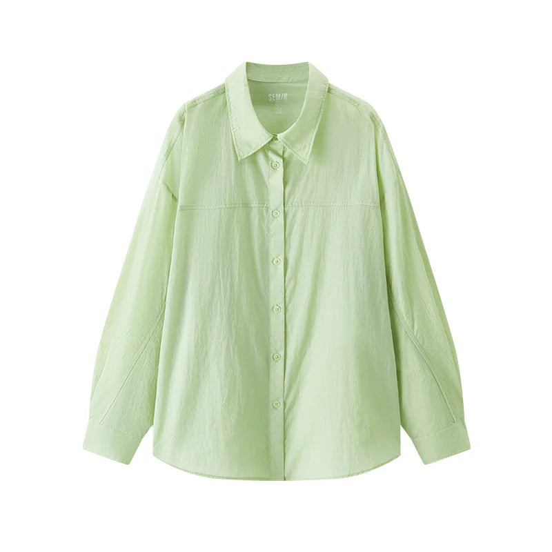 Semir Women Shirt UV 2026 Protection Textured Solid Drop Shoulder Urban Casual Everyday Style Soft Comfortable Daily