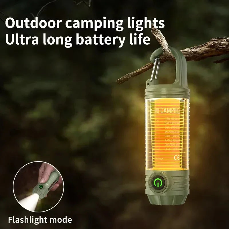 ភ្លើង LED ក្រៅផ្ទះច្រើនមុខងារ ភ្លើងពិលអាចសាកបាន ភ្លើងពេលយប់ចល័ត ភ្លើងតង់ធ្វើដំណើរធន់នឹងទឹក