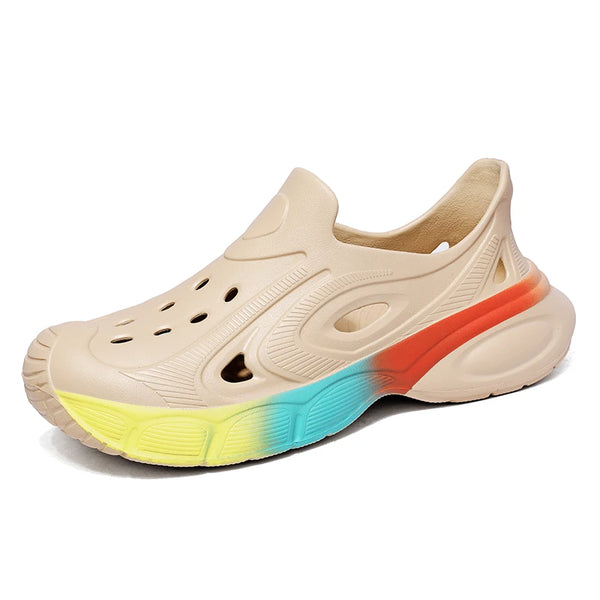 Rainbow-colored Soft Comfort Rubber Beach Sandals Mens Clogs Garden Shoes Indoor Outdoor Water Shoes Fishing Zuecos Hombre