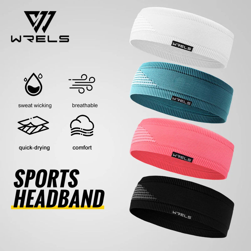 WRELS Sports Headband Breathable Sweatband U Shaped Groove Mesh Widen Hair Band Quick Dry Elastic Men Women Running Headband