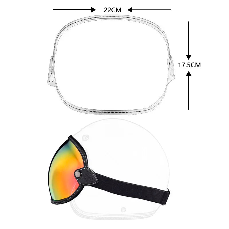 ORZ retro helmet goggles four 3/4 helmet bubble full face all season goggles motorcycle semi covered helmet lens