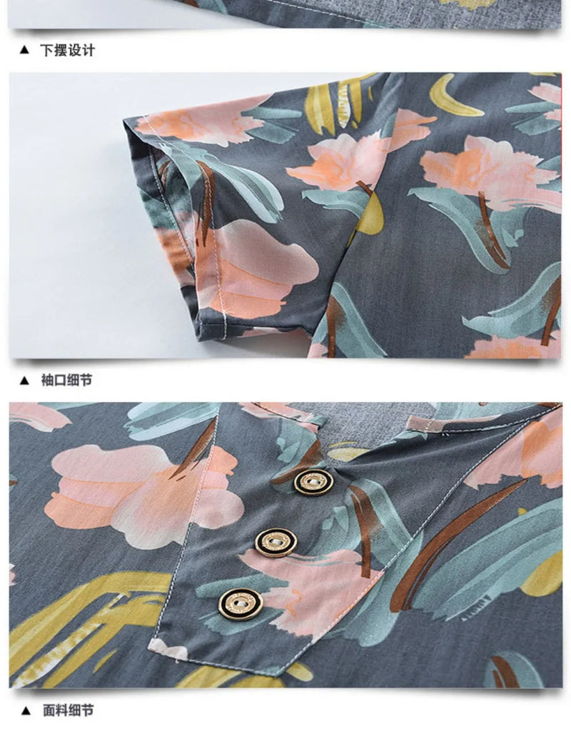 Women's Summer Pajamas Short-Sleeved Night Wear For Ladies Sleepwear Two-piece Middle-aged Pijama Floral Home Wear Pyjama Femme