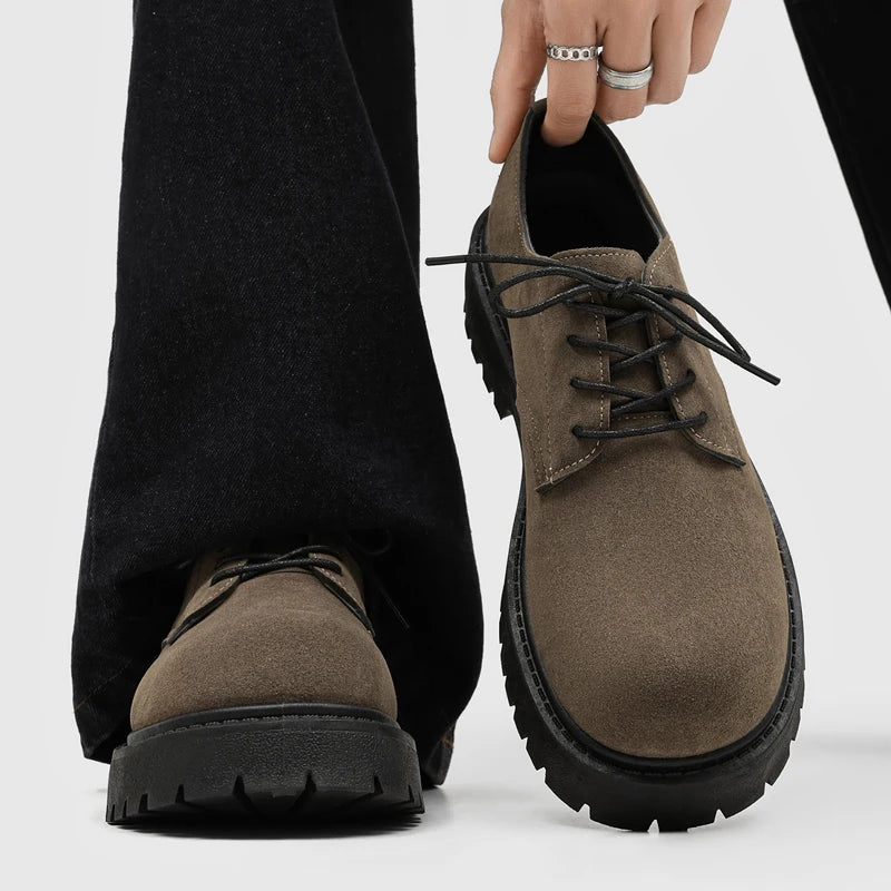Men's British thick-sole casual shoes four seasons new breathable light soft-sole comfort outdoor business dress walking shoes